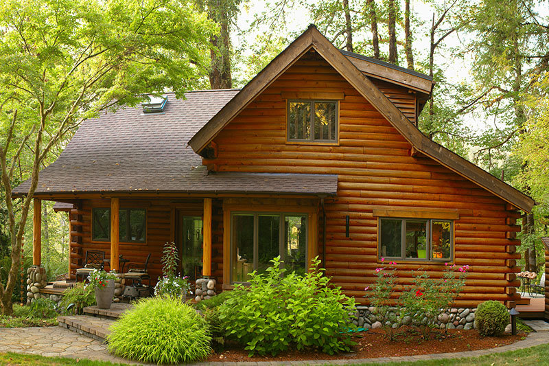 log cabin in the woods exterior 